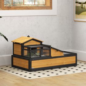 3-Room Tortoise Habitat House w/ Balcony & 2 Stories (Option: Yellow-1200x710x155 mm)