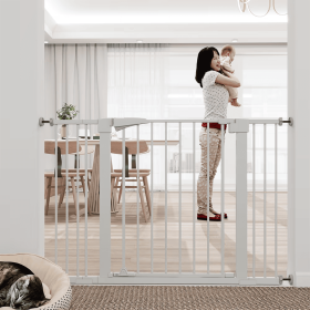 High White Child Safety Gate For Baby Door Barrier With Extensions (Option: White)