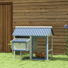55.5 Inch Wooden Chicken Coop With Run Box, Nesting Box, Removable Tray, Ramp, Outdoor  For 2-3 Chickens, White (Option: White)