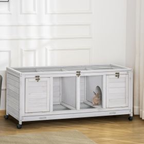 Rabbit Hutch with Wheels (Option: Gray-1455x570x195 mm)