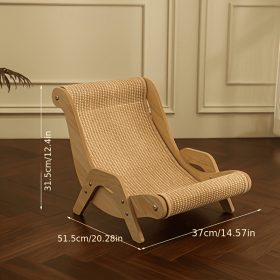 Natural Wood Durable Sisal Cat Hammock With Scratching Board - Multifunctional Indoor Cat Furniture, Ergonomic Lounger For Rest And Play, Scratch (size: small)
