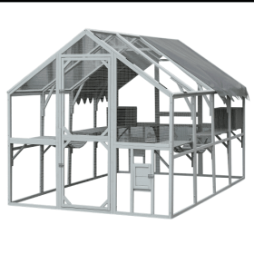Outdoor Cat Room Cat Fence 110 Large Kitten Play Fence With Platform (Option: Grey)